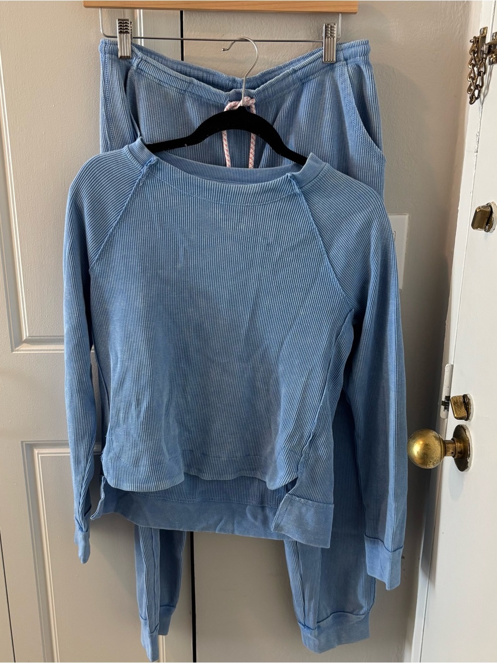 Sunnyside By Sundry Matching Long Sleeve & Pants Set Waffle Knit